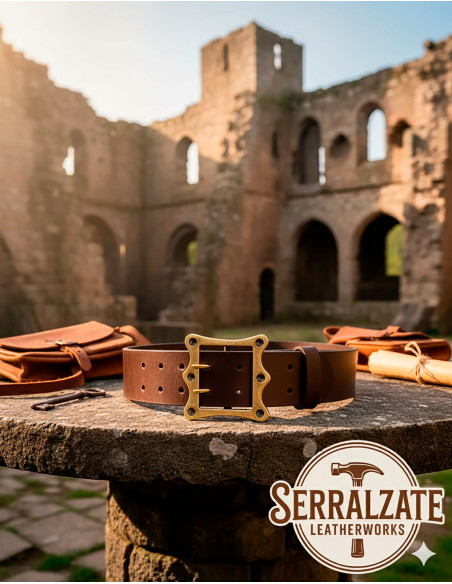 Cinto medieval largo Ivo - Marrom escuro