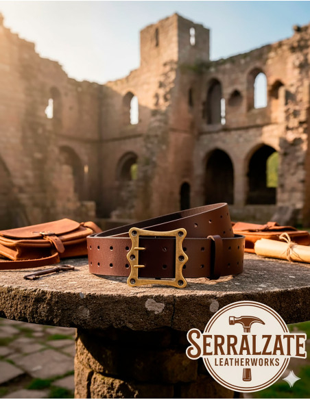 Cinto medieval largo Ivo - Marrom escuro