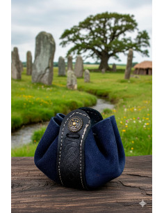 Bolsinha limosneira Celta Wanderer, camurça azul (8x8 cm.)