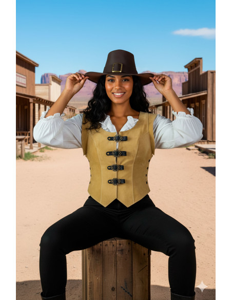 Chapéu Solomon Kane em couro marrom...