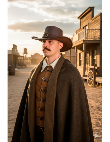 Chapéu Solomon Kane em couro marrom...