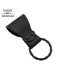 Tahalí de couro com aro trançado, cor preta 2