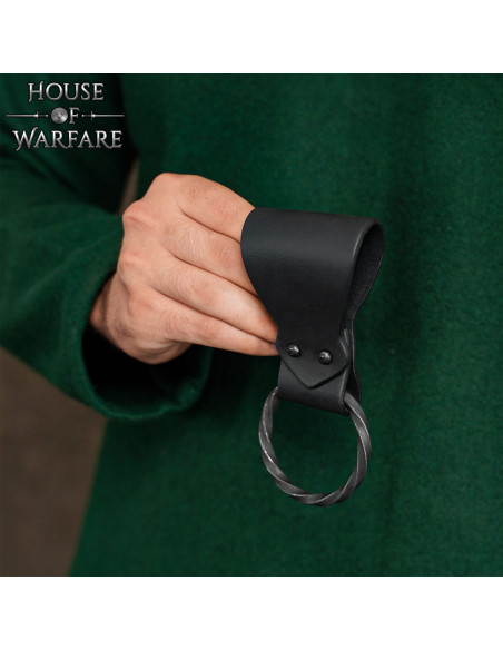 Tahalí de couro com aro trançado, cor...