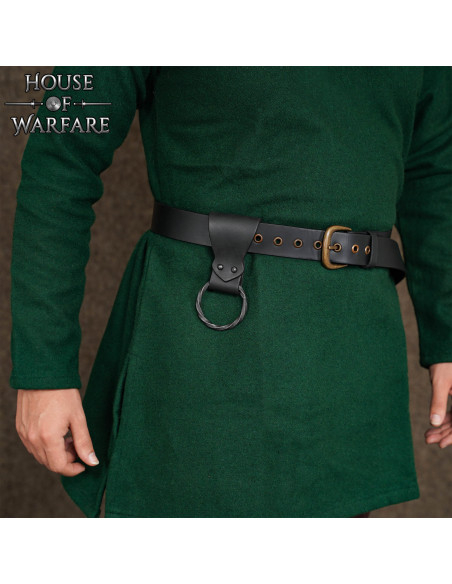 Tahalí de couro com aro trançado, cor...