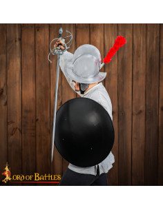 Escudo medieval redondo de cor preto personalizável, em... 2