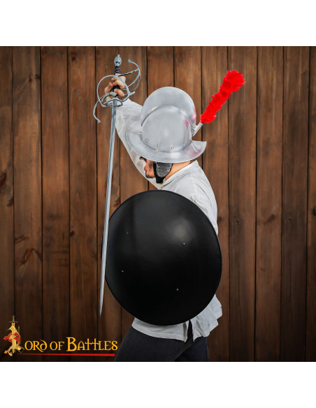 Escudo medieval redondo de cor preto...