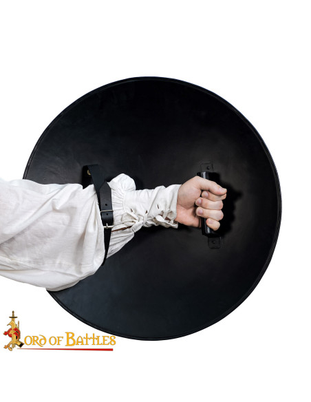 Escudo medieval redondo de cor preto...