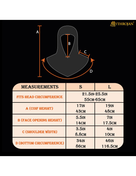 Coifa de cota de malha de anéis em V,...