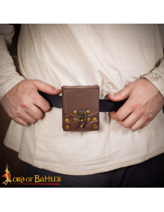 Bolsa pequena de couro para cinto, cor marrom 2