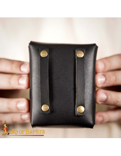 Bolsa pequena de couro para cinto, cor preta 2