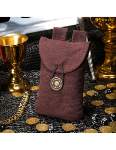 Bolsa de linho medieval em algodão marrom com fecho de latão