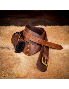 Cinto com tahali medieval em couro para espadas, cor marrom