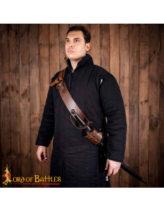 Cinto com tahali medieval em couro para espadas, cor marrom 2