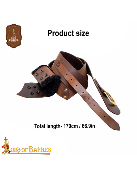 Cinto com tahali medieval em couro...