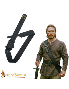 Cinto com tahali medieval em couro para espadas, cor preta