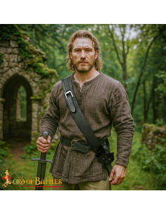 Cinto com tahali medieval em couro para espadas, cor preta 2