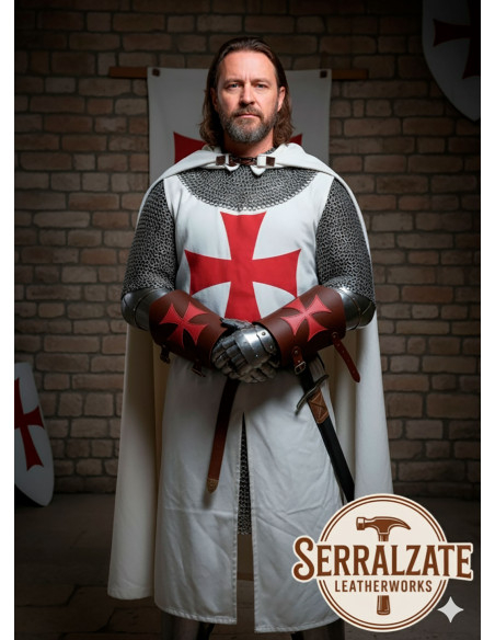 Braceletes templários de couro com a...