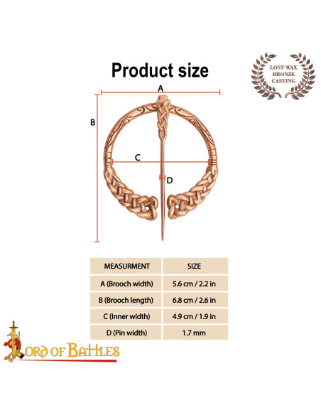 Broche viking em bronze trançado com...
