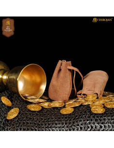 Pacote com 2 bolsas limosneiras medievais em couro de...