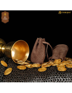 Kit 2 bolsas limosneras medievais em couro de camurça de...