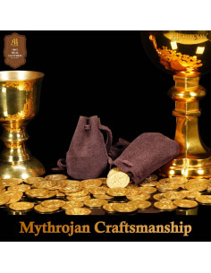 Kit 2 bolsas limosneras medievais em couro de camurça de... 2