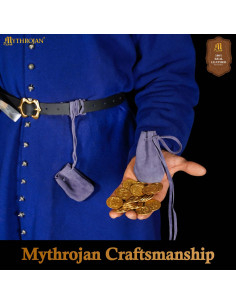 Kit 2 bolsas limosneras medievais em couro de camurça,... 2