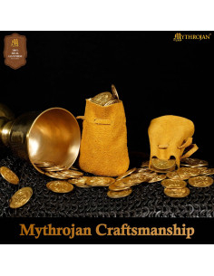 Pacote com 2 bolsas limosneiras medievais em couro de... 2