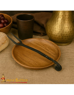 Garfo viking em ferro forjado à mão (25 cm).