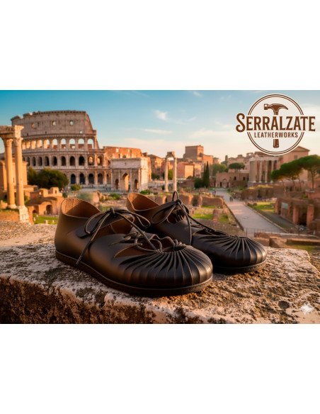 Sandálias caligas romanas em preto