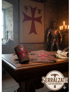 Pulseiras templárias Cruz das Oito Bênçãos em marrom escuro