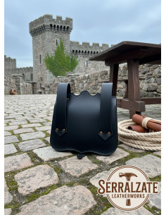 Bolsa de cavaleiro medieval Percival para cinto, couro preto 2