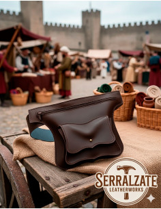 Bolsa medieval Vagabundo, tipo pochete, com zíper, marrom