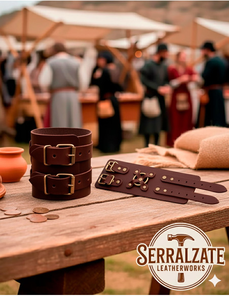 Pulseira medieval Alejandro em marrom...