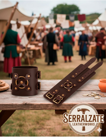 Pulseira medieval Alejandro em marrom...