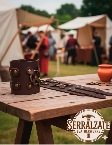 Pulseira medieval Alejandro em marrom...