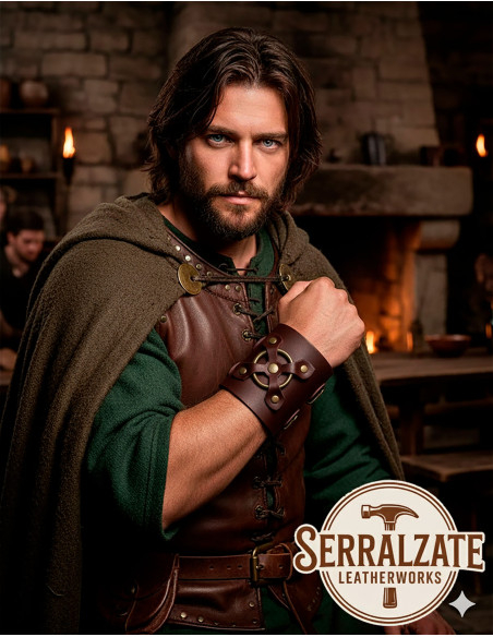 Pulseira medieval Alejandro em marrom...