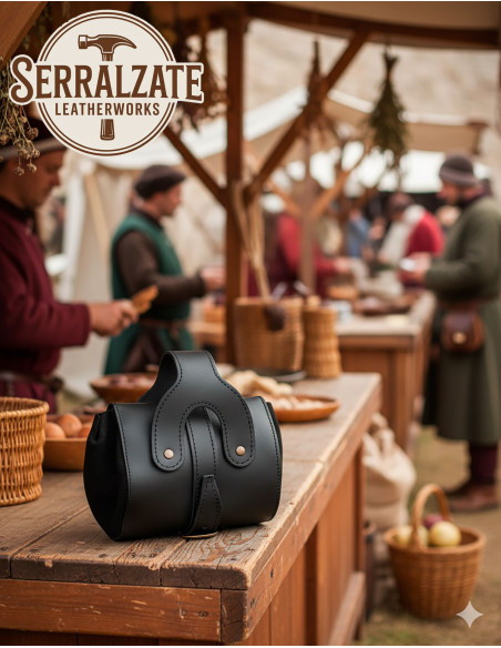 Bolso medieval em couro modelo...