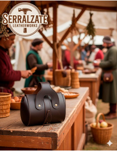 Bolsa medieval de couro modelo Emeritano, cor de marrom 2