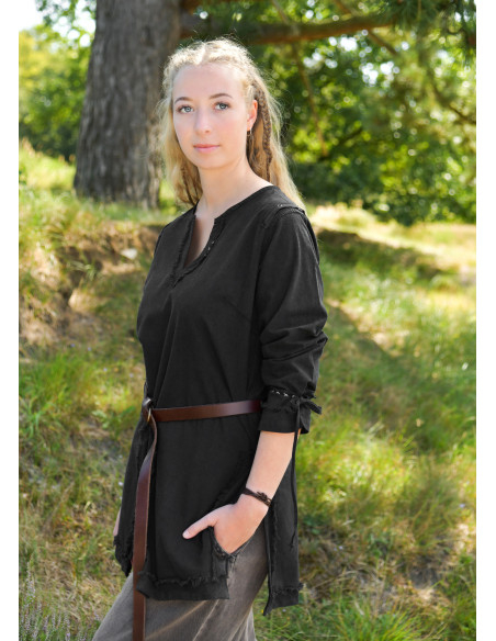 Túnica medieval marrom modelo Yrsa,...