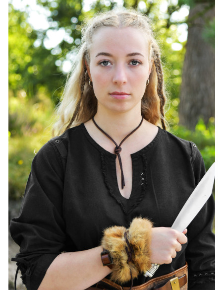 Túnica medieval marrom modelo Yrsa,...