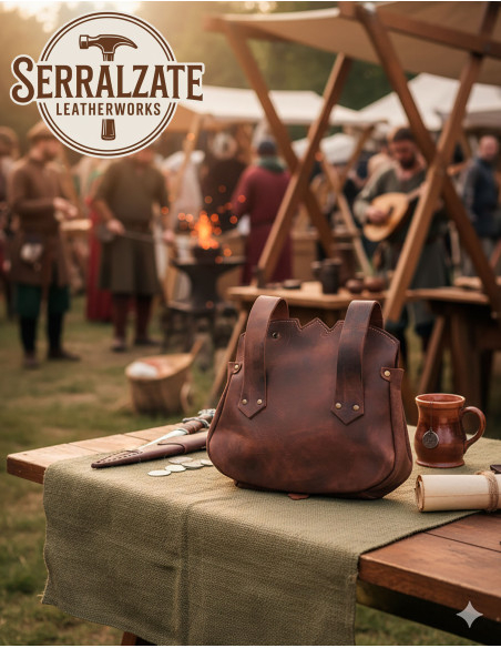 Bolsa medieval em couro modelo...