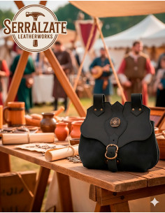 Bolsa medieval de couro modelo Samuel, cor preta