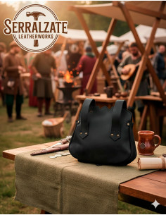 Bolsa medieval de couro modelo Samuel, cor preta 2