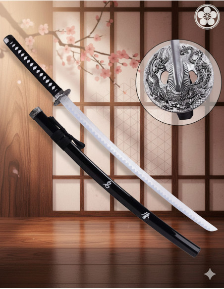 Katana decorativa tsuba Dragão,...