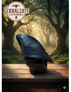 Gorro medieval de couro modelo Rolf, cor preta 2