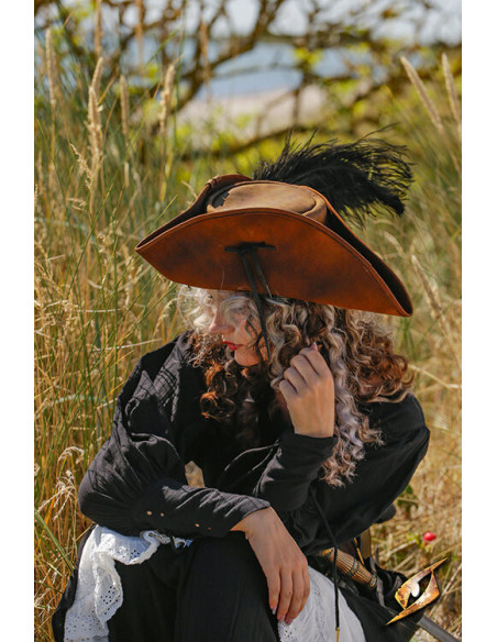 Chapéu pirata simples de couro, cor...