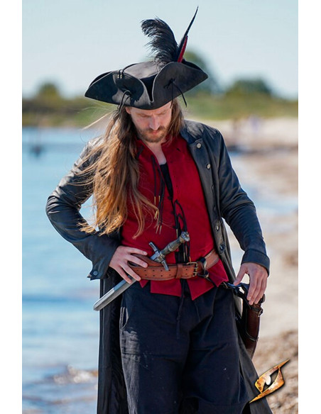 Chapéu pirata simples de couro, cor...