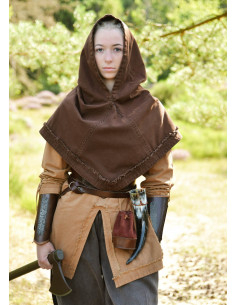 Gugel medieval de algodão modelo Stig, cor marrom