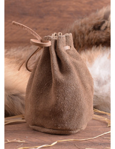 Bolsa limosneira medieval grande em couro, cor marrom