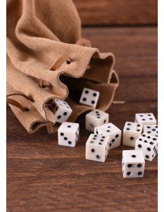 Bola limosneira medieval grande em couro, cor marrom 2